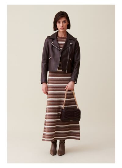 Veste cuir lisse cintrée