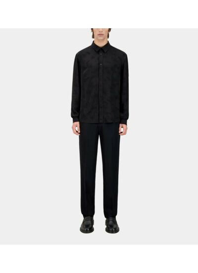 Chemise Jacquard Noire À Palmiers Homme