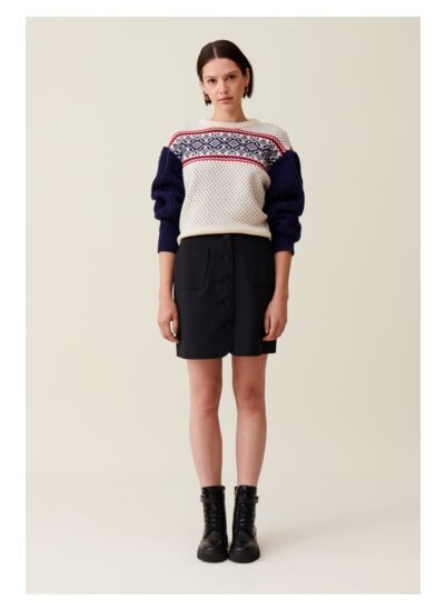 Pull maille motifs col rond