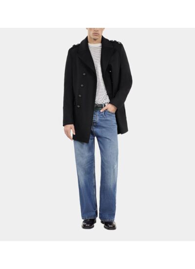 Caban Style Officier Noir Homme