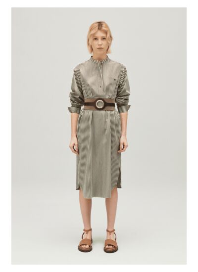 Robe longue rayures verte