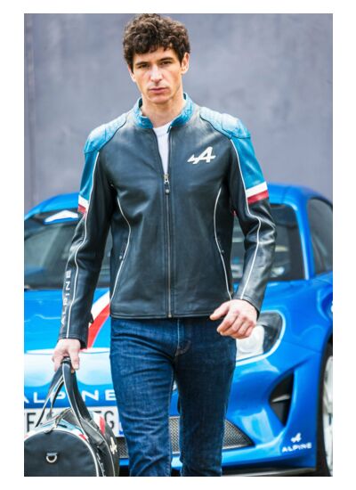 Blouson cuir Alpine A424 navy