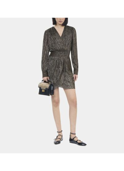 Robe Courte En Jersey Métallisé Bronze Femme