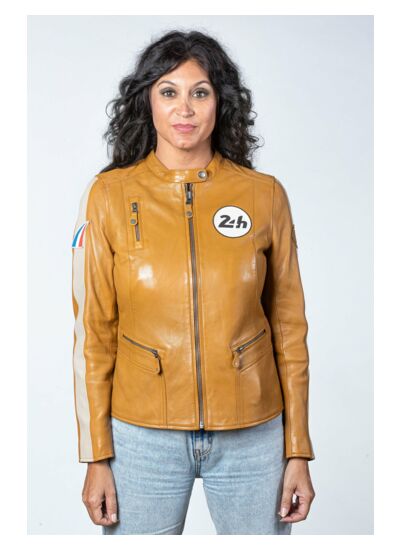 Blouson Cuir 24h Le Mans Femme Amanda jaune