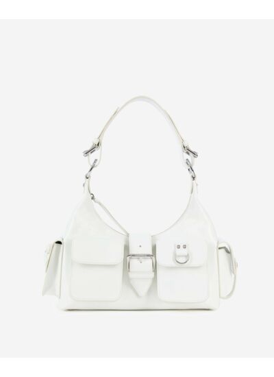 Sac Amelia En Cuir Craquelé Blanc