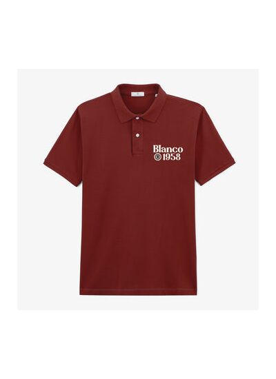 Polo piqué manches courtes en coton Blanco 1958 rouge merlot