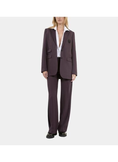 Pantalon Tailleur Large Marron Femme