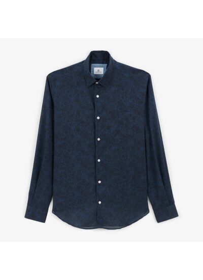 Chemise regular bleu foncé avec imprimé