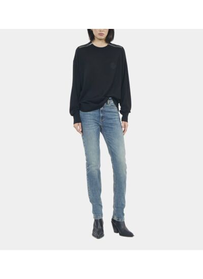 Pull En Laine Mérinos Noir Femme