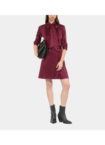 Robe Courte Jacquard Bordeaux Femme