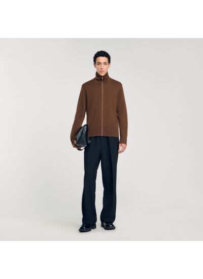 Cardigan zippé en laine