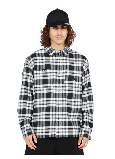 Plaid Button Down Shirt Black