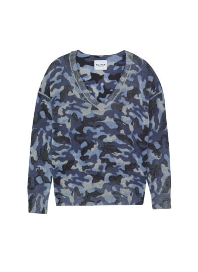 Pull Wendy Camou Pull cachemire femme col v boyfriend