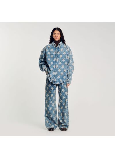 Blouson surchemise en jean étoiles