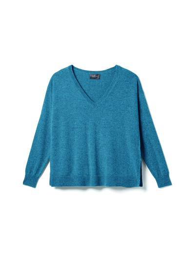 Pull col V ample fin - Femme - BLEU CANOE