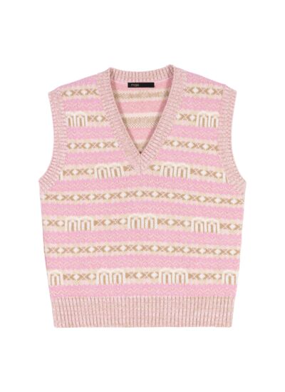 Pull jacquard sans manche