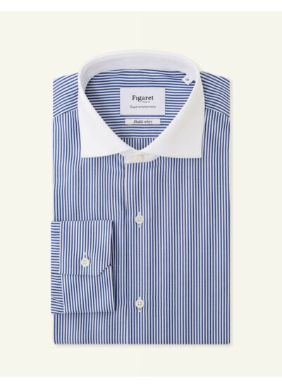 Chemise Contemporaine en popeline rayée avec col contrastant