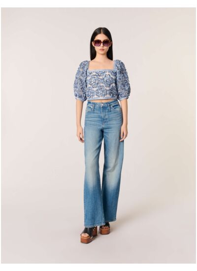 Top en organza motif floral