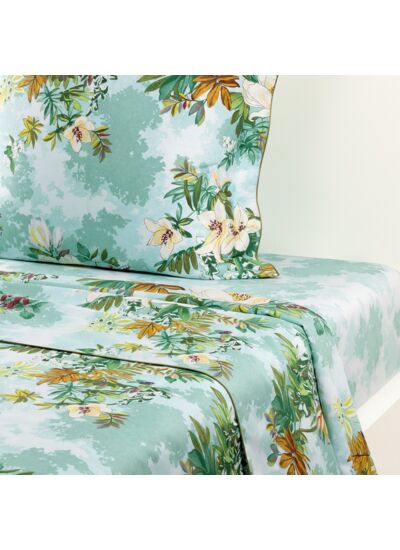 Yves Delorme - Drap plat en satin bleu, Panorama