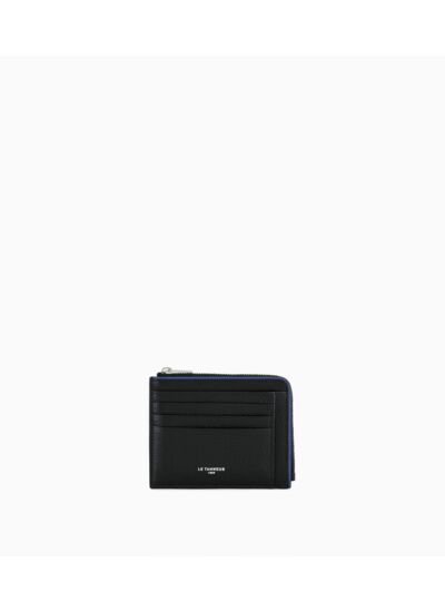 Porte cartes zip en L Augustin en cuir grainé