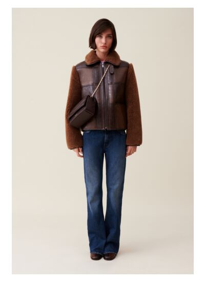 Veste bi-matière courte bicolore