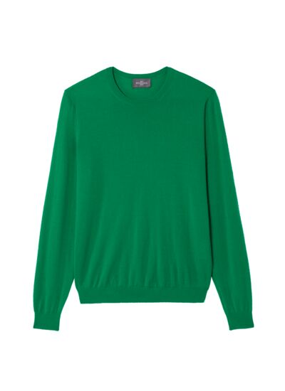 Pull col rond ultrafin - Homme - VERT CAROUBY