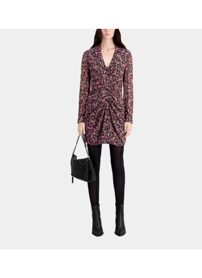 Robe Imprimée Courte Avec Fronces Femme