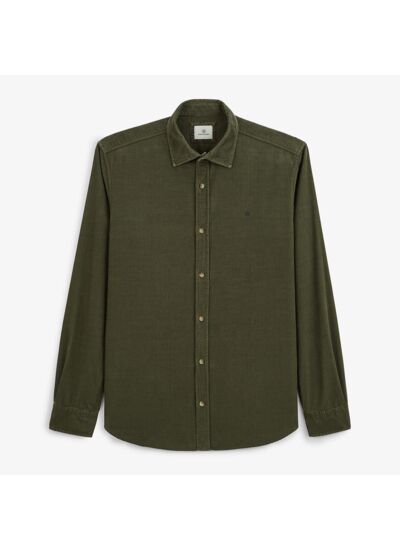 Chemise en velours vert militaire