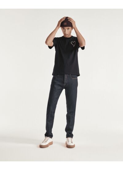 Jean Coupe Slim Toile Japonaise Bleu Selvedge Homme