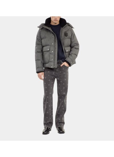 Doudoune En Flanelle Grise Homme