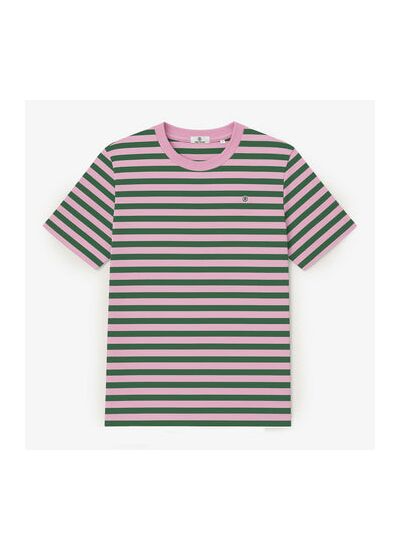 T-shirt manches courtes en coton à rayures vert sapin