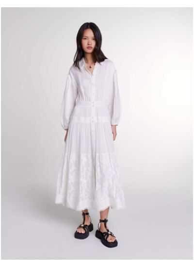 Robe longue en patchwork de coton