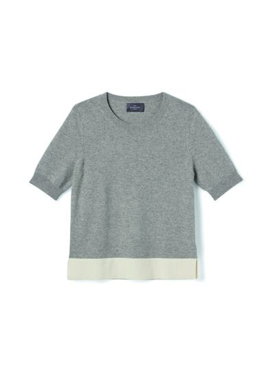 Col rond bas contrasté - Femme - GRIS ARGENTE/NATUREL