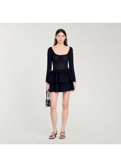 Robe en maille pointelle à volants