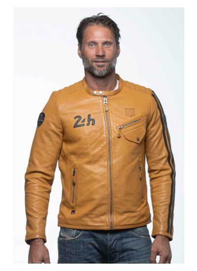 Blouson cuir 24 H Le Mans Marne4 jaune