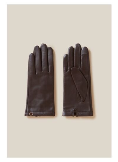 Gants cuir marron boucle CP dorée