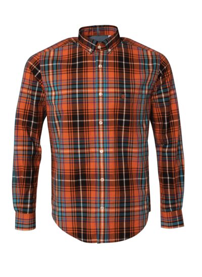 Chemise manches longues à carreaux brique