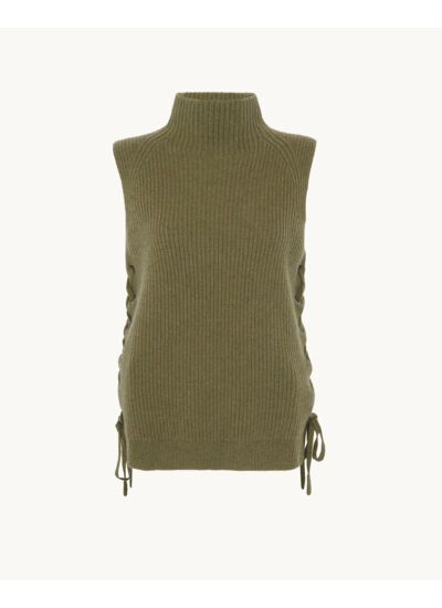 Pull Enola Pull Cachemire Col Cheminée Sans Manches, 6 fils