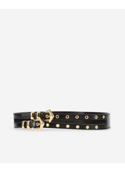 Ceinture À Double Boucle En Cuir Noir