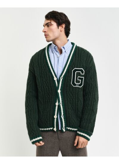 Cardigan en maille torsadée avec G saisonnier