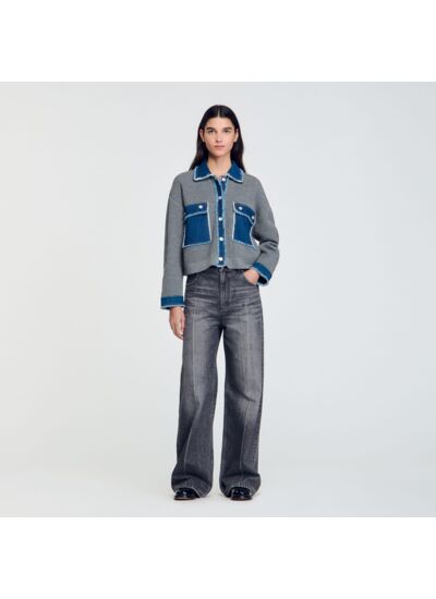 Cardicoat en maille et jean