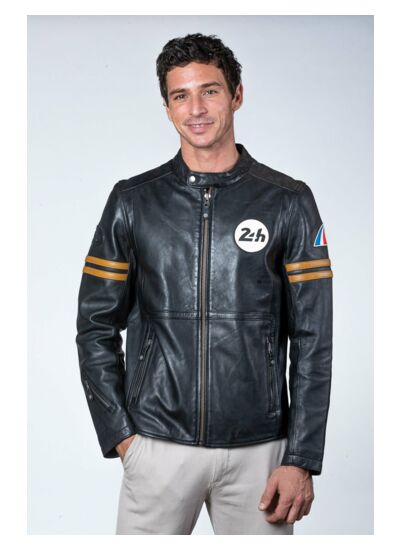 Blouson cuir 24H le mans Karl noir