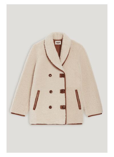 Manteau réversible peau lainée écru