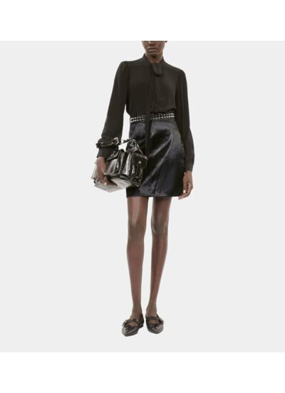 Jupe Courte En Cuir Noir Femme