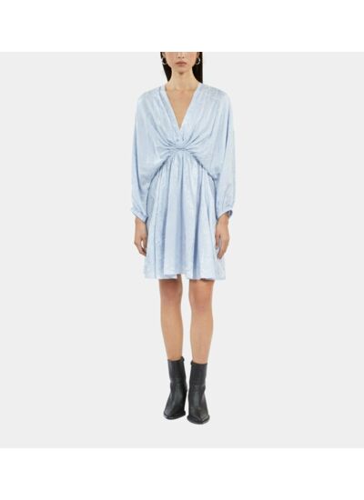 Robe Courte Lilas Python Jacquard Avec Drapé Femme