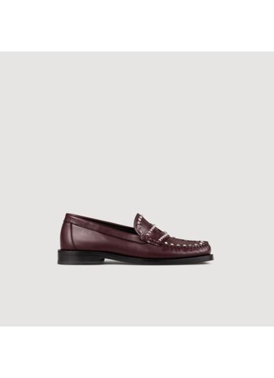 Mocassins strassés et cloutés en cuir