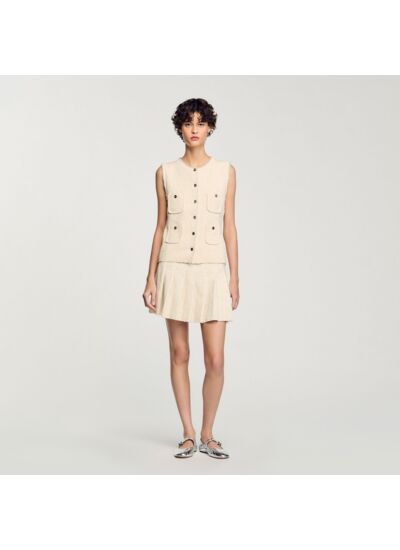 Jupe courte plissée effet tweed