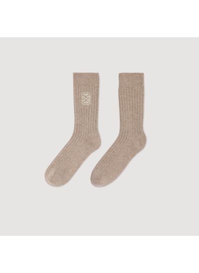 Chaussettes brodées en cachemire