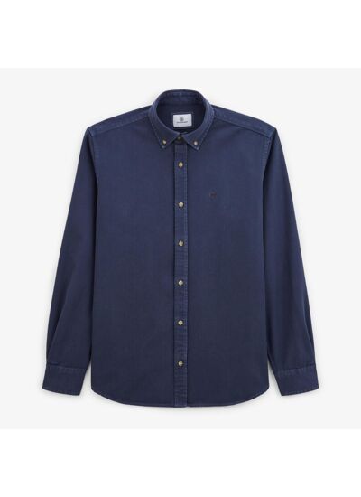 Chemise épaisse en coton unie bleu indigo