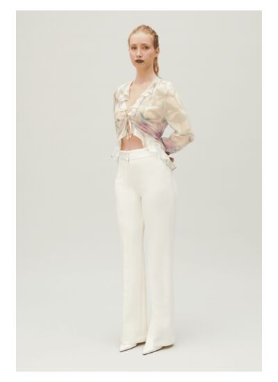 Pantalon droit tailleur blanc